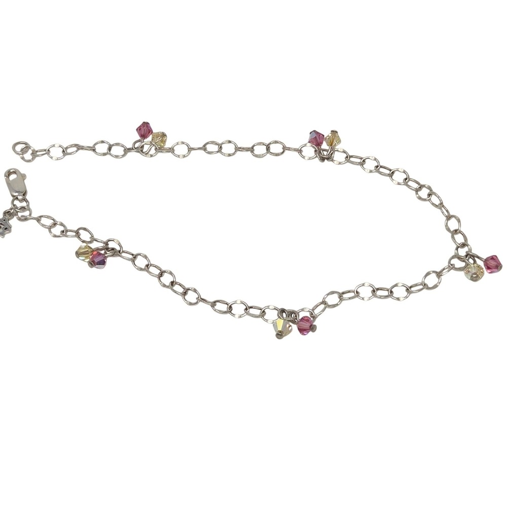 Elyse‎ Ryan Pink Lemonade Sterling Silver 925 Pink Yellow Crystal Charm Anklet